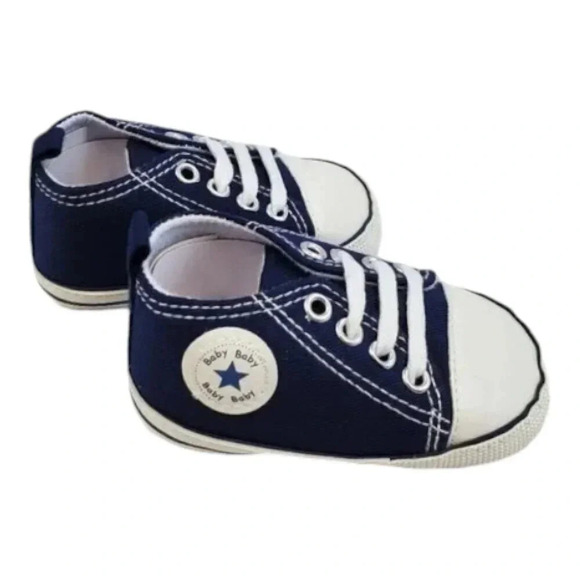 Infant size 5 Navy Blue Soft Sole Baby Shoes baby sneakers for girl and boys - Picture 1 of 10
